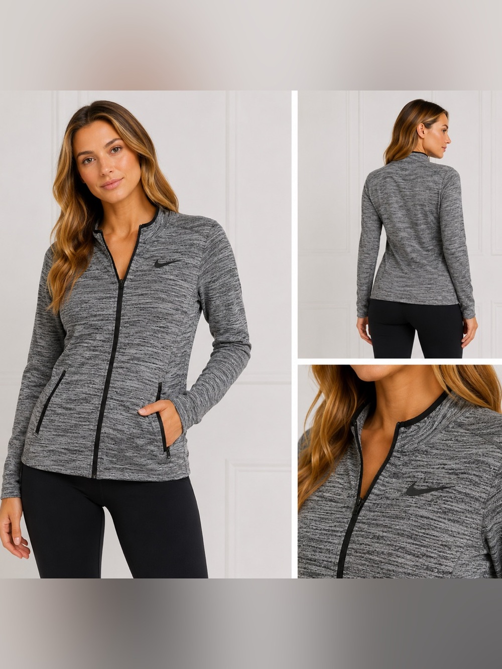Nike Women’s Grey Marled Full-Zip Training Jacket